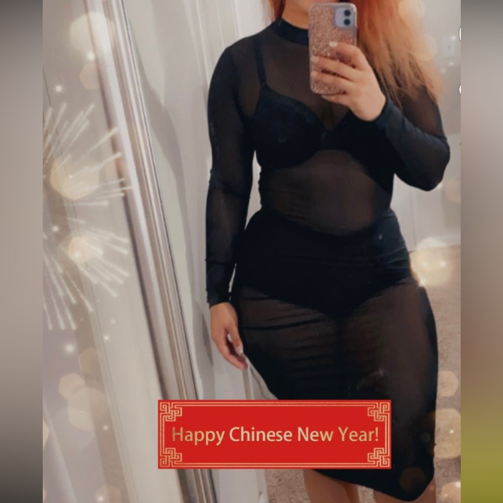 See-through mesh dress